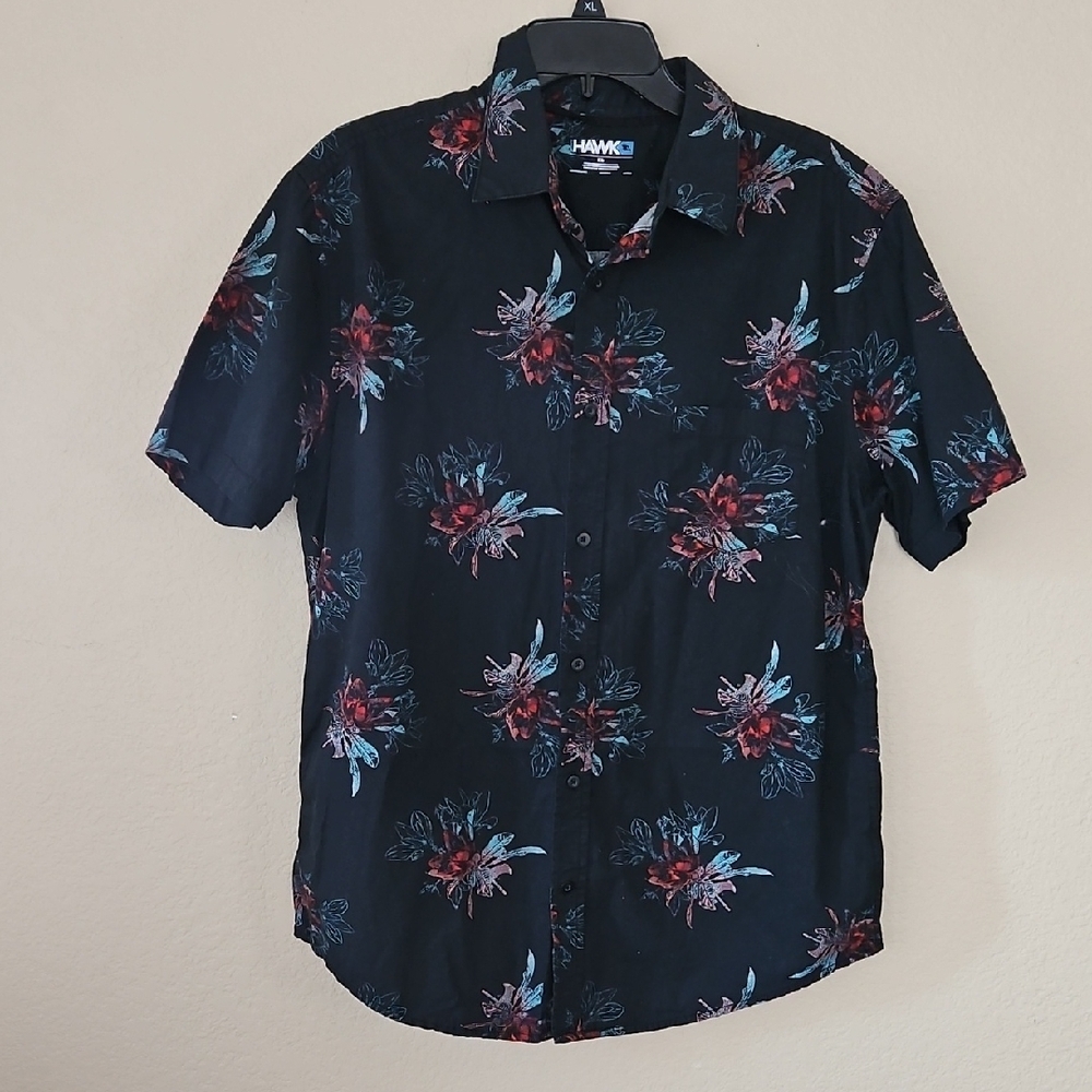 Tony Hawk‎ Black Floral Men's Shirt XL